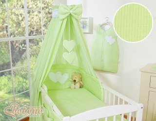 Baldachim z tkaniny- Serduszka paseczki zielone