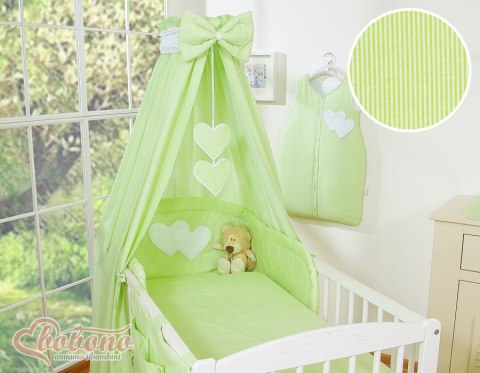 Baldachim z tkaniny- Serduszka paseczki zielone