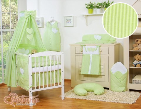Baldachim z tkaniny- Serduszka paseczki zielone