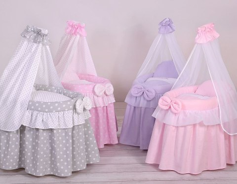 Wózek dla lalek Kosz Mojżesza dla lalek z baldachimem LITTLE PRINCESS fioletowy