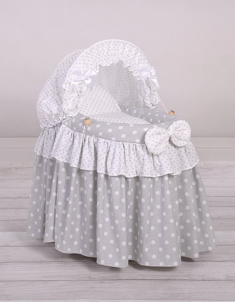 Wózek dla lalek Kosz Mojżesza dla lalek z budką LAURA szary
