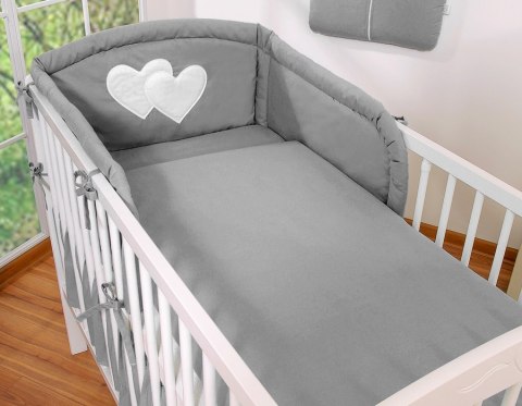 Ochraniacz do łóżeczka na szczebelki uniwersalny - Serduszka antracyt