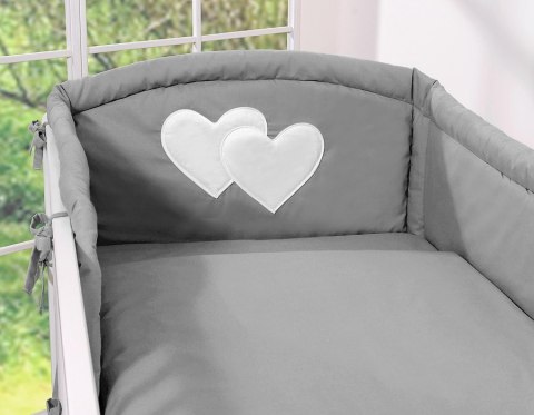 Ochraniacz do łóżeczka na szczebelki uniwersalny - Serduszka antracyt