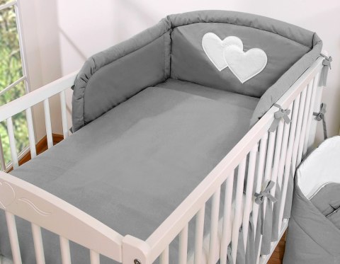 Ochraniacz do łóżeczka na szczebelki uniwersalny - Serduszka antracyt