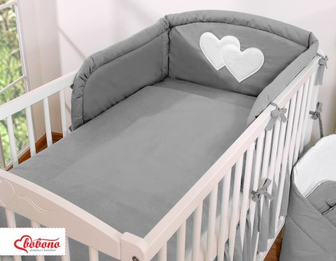 Ochraniacz do łóżeczka na szczebelki uniwersalny - Serduszka antracyt