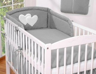 Pościel 3-cz 120x90 - Serduszka antracyt