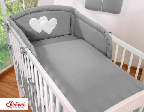 Pościel 3-cz 120x90 - Serduszka antracyt