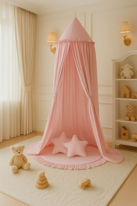 Baldachim wiszący bawełniany do pokoju dziecięcego - brudny róż