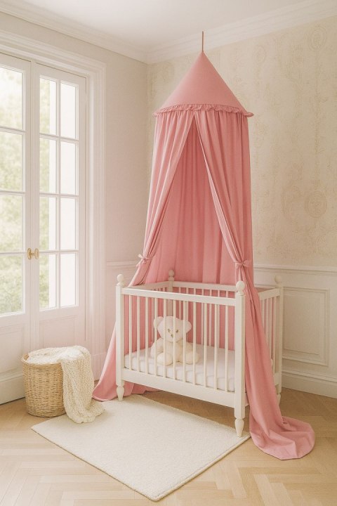 Baldachim wiszący bawełniany do pokoju dziecięcego - brudny róż
