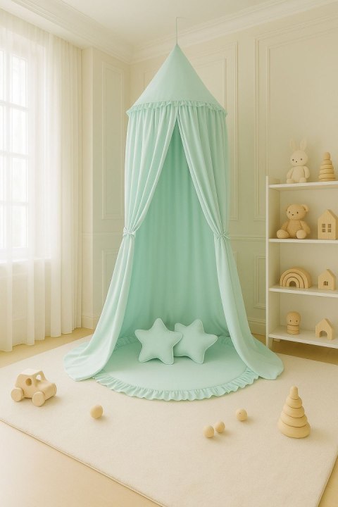 Baldachim wiszący bawełniany do pokoju dziecięcego - jasna mięta