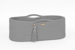 Kosz Mojżesza BOHO bawełniany Handmade z materacykiem - szary