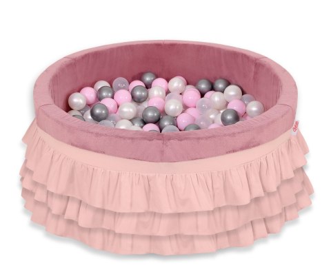 Suchy basen z falbankami z piłkami 200szt. - brudny róż