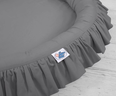 Zestaw: baldachim wiszący do pokoju dziecięcego bawełniany i gniazdko z falbanką - antracyt