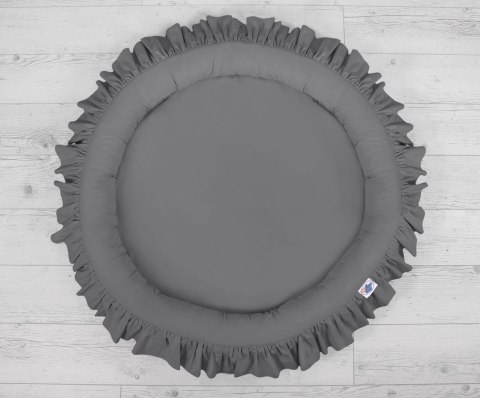 Zestaw: baldachim wiszący do pokoju dziecięcego bawełniany i gniazdko z falbanką - antracyt