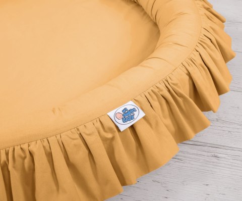 Zestaw: baldachim wiszący do pokoju dziecięcego bawełniany i gniazdko z falbanką - musztardowy