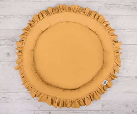 Zestaw: baldachim wiszący do pokoju dziecięcego bawełniany i gniazdko z falbanką - musztardowy