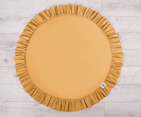 Zestaw: baldachim wiszący do pokoju dziecięcego bawełniany i mata z falbanką - musztardowy