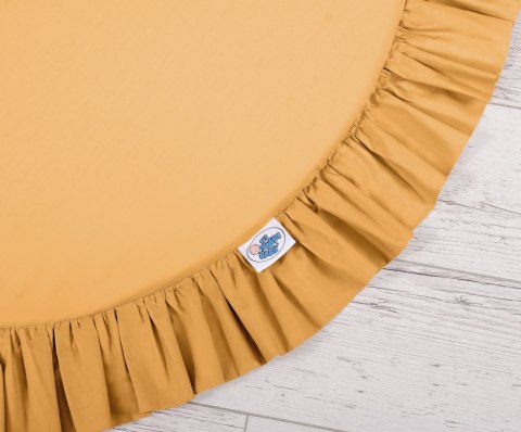 Zestaw: baldachim wiszący do pokoju dziecięcego bawełniany i mata z falbanką - musztardowy