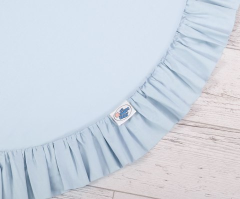 Zestaw: baldachim wiszący do pokoju dziecięcego bawełniany i mata z falbanką - niebieski