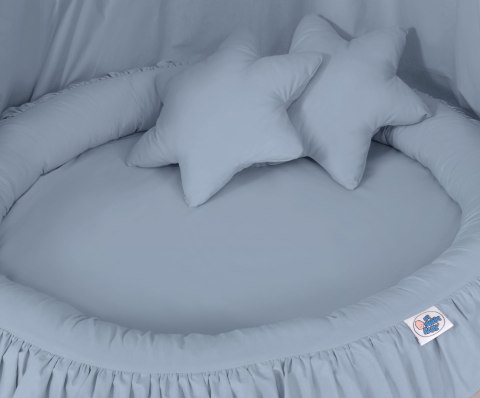 Zestaw: baldachim wiszący do pokoju dziecięcego, gniazdko z falbanką, poduszki - brudny niebieski