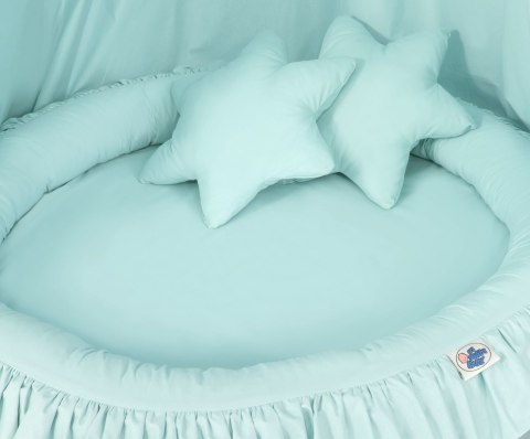 Zestaw: baldachim wiszący do pokoju dziecięcego, gniazdko z falbanką, poduszki - jasna mięta