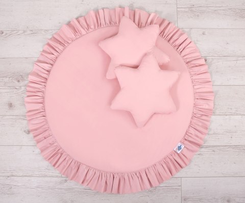 Zestaw: baldachim wiszący do pokoju dziecięcego, mata z falbanką, poduszki - brudny róż