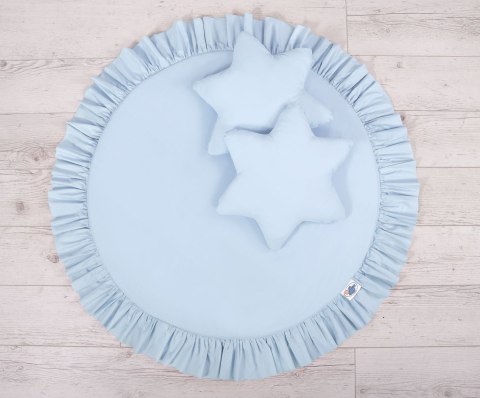 Zestaw: baldachim wiszący do pokoju dziecięcego, mata z falbanką, poduszki - niebieski