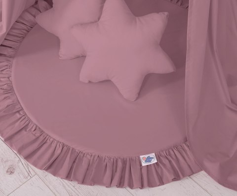 Zestaw: baldachim wiszący do pokoju dziecięcego, mata z falbanką, poduszki - róż retro