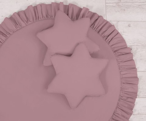 Zestaw: baldachim wiszący do pokoju dziecięcego, mata z falbanką, poduszki - róż retro