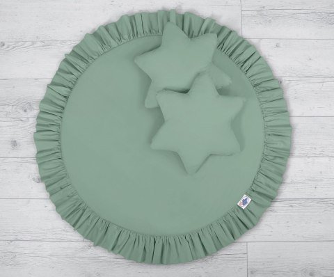 Zestaw: baldachim wiszący do pokoju dziecięcego, mata z falbanką, poduszki - szałwia