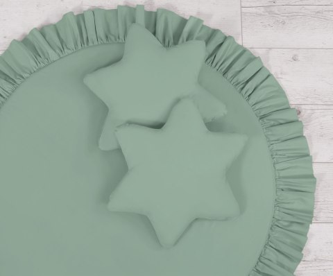 Zestaw: baldachim wiszący do pokoju dziecięcego, mata z falbanką, poduszki - szałwia