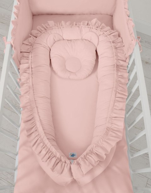 Kokon niemowlęcy kojec otulacz Premium z falbanką MY SWEET BABY- brudny róż