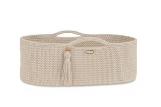 Kosz Mojżesza BOHO bawełniany Handmade z materacykiem - śmietanka