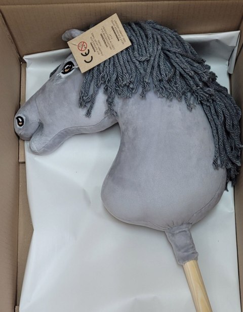 Hobby Horse Duży koń na kiju Premium - siwy z siwą grzywą A3