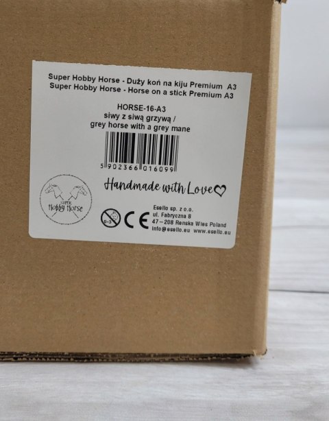 Hobby Horse Duży koń na kiju Premium - siwy z siwą grzywą A3