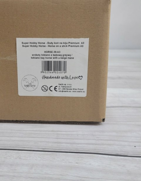 Hobby Horse Duży koń na kiju Premium - srokaty tobiano z beżową grzywą A3