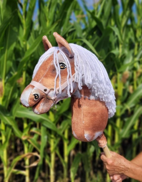 Hobby Horse Duży koń na kiju Premium - srokaty tobiano z białą grzywą A3