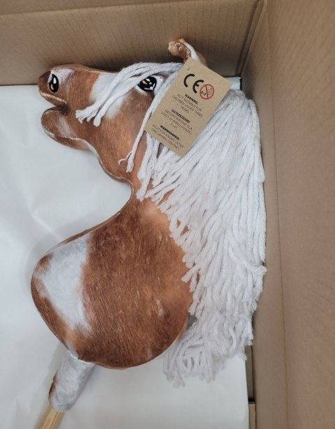 Hobby Horse Duży koń na kiju Premium - srokaty tobiano z białą grzywą A3