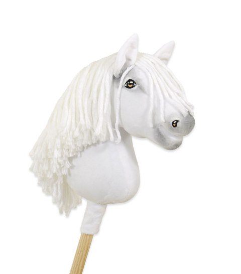 Hobby Horse Średni koń na kiju Premium biały z białą grzywą A4