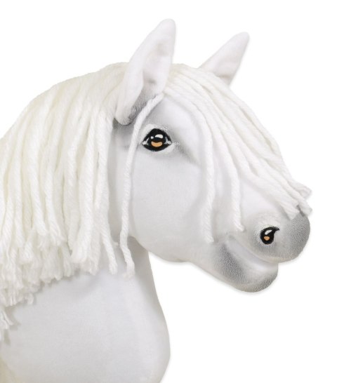 Hobby Horse Średni koń na kiju Premium biały z białą grzywą A4