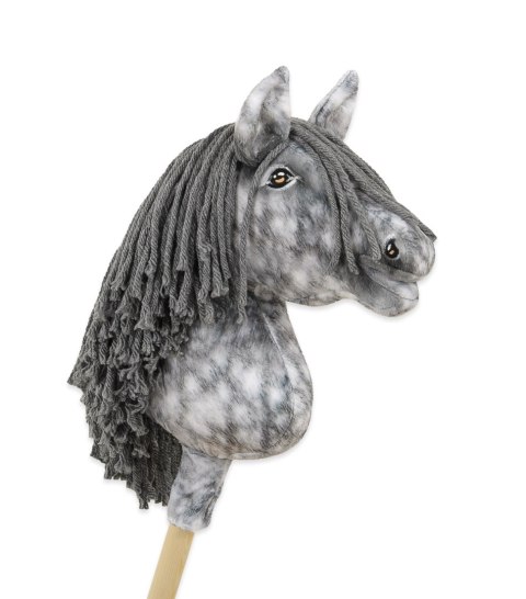 Hobby Horse Średni koń na kiju Premium siwek jabłkowity z siwą grzywą A4