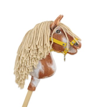 Hobby Horse Średni koń na kiju Premium srokaty tobiano z beżową grzywą A4