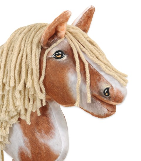 Hobby Horse Średni koń na kiju Premium srokaty tobiano z beżową grzywą A4