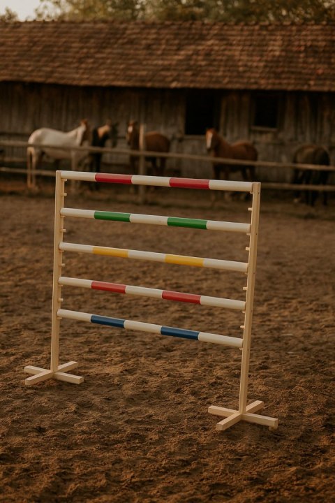 Przeszkoda skokowa do Hobby Horse 120cm, dwie belki - różowa i niebieska