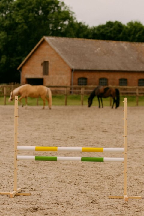 Przeszkoda skokowa do Hobby Horse 120cm, dwie belki - żółta i zielona