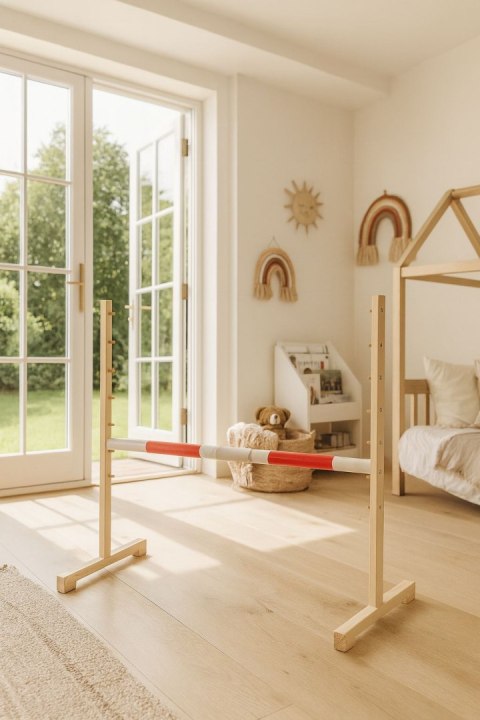 Przeszkoda skokowa do Hobby Horse 160cm, h-120 cm, belka czerwona