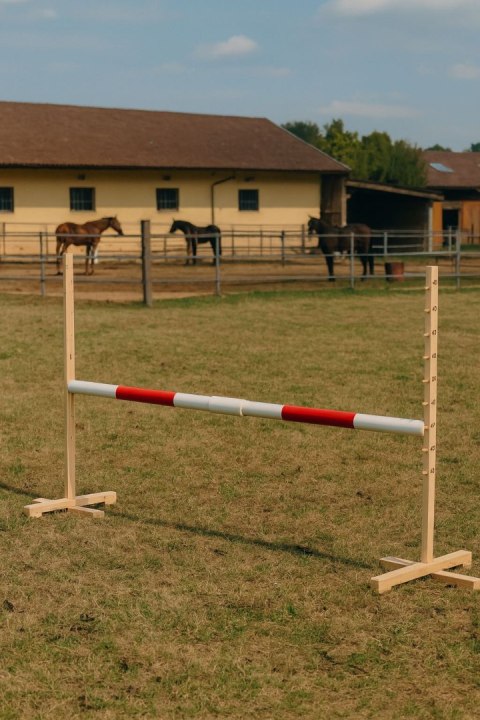 Przeszkoda skokowa do Hobby Horse 160cm, h-120 cm, belka czerwona