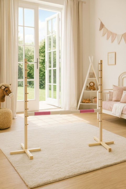 Przeszkoda skokowa do Hobby Horse 160cm, h-120 cm, belka różowa