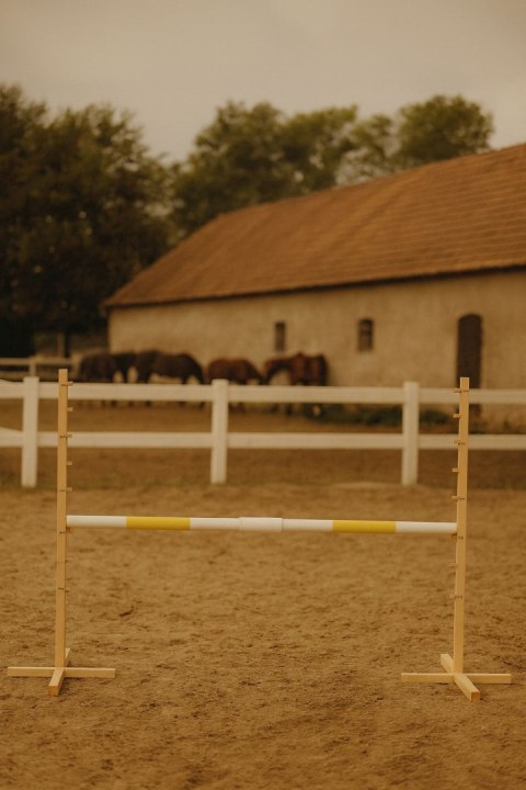 Przeszkoda skokowa do Hobby Horse 160cm, h-120 cm, belka żółta
