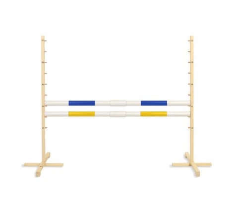Przeszkoda skokowa do Hobby Horse 160cm, h-120 cm, dwie belki - niebieska i żółta